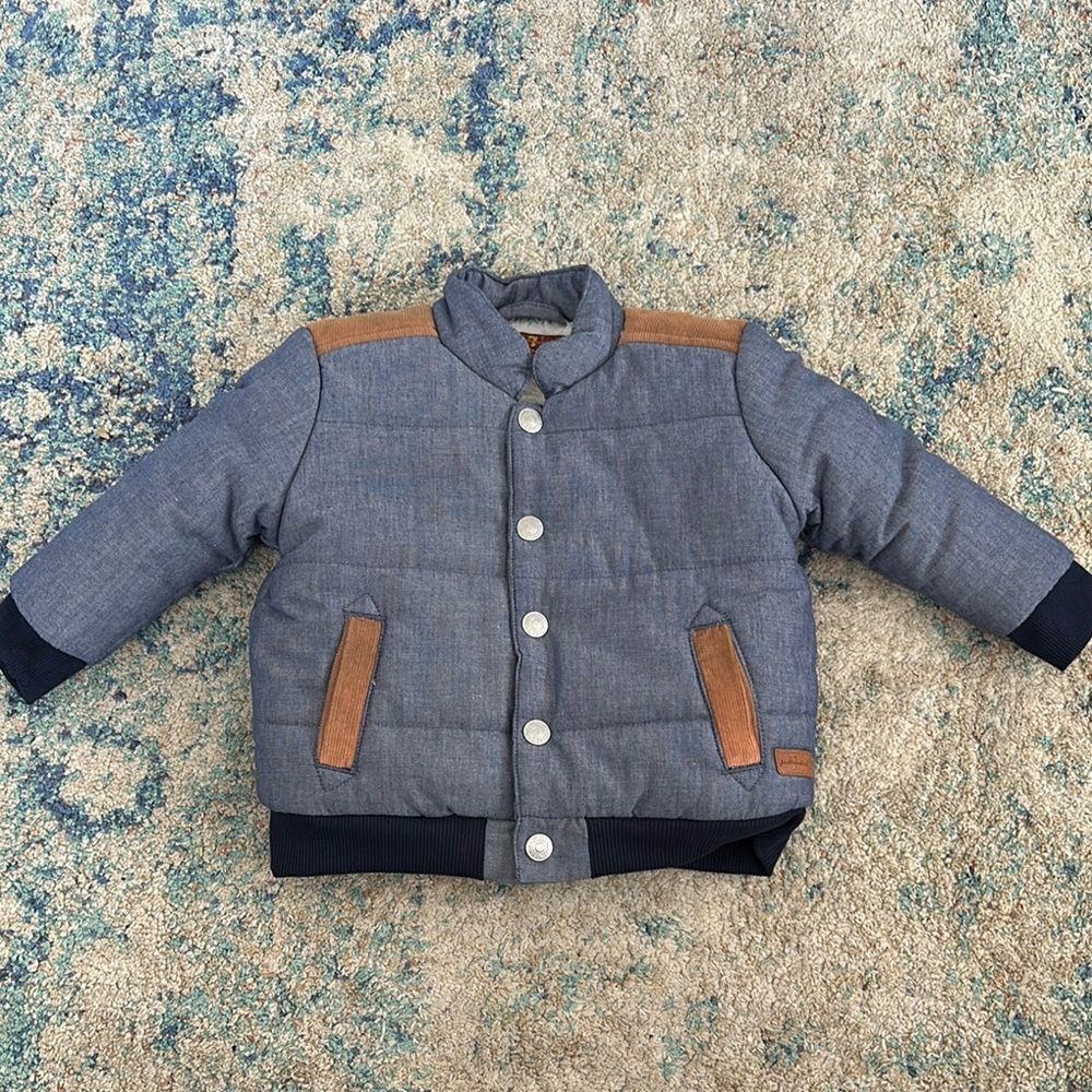 Like New 7 For All Mankind Sherpa lined Blue and Brown coat